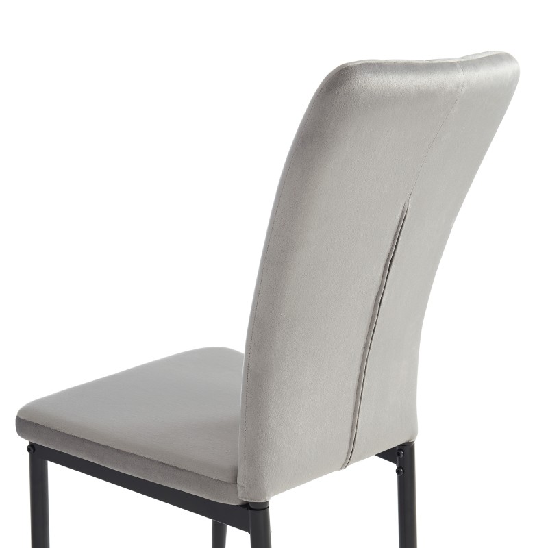 Lot de 2 chaises POPPY velours gris pieds métal noir