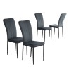 Lot de 4 chaises POPPY velours gris anthracite pieds métal noir