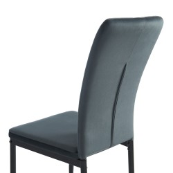 Lot de 4 chaises POPPY velours gris anthracite pieds métal noir