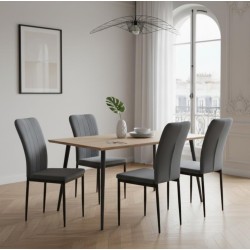 Lot de 4 chaises POPPY velours gris anthracite pieds métal noir