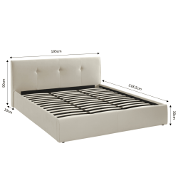 Lit coffre SEGURO velours beige crème 180x200 sommier inclus
