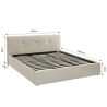 Lit coffre SEGURO velours beige crème 180x200 sommier inclus