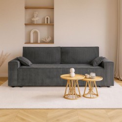 Canapé droit MARIUS convertible  velours côtelé gris souris
