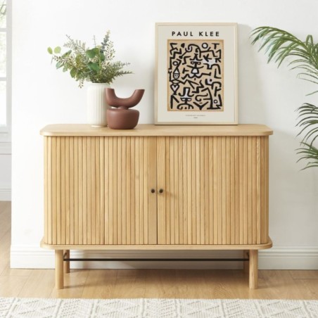 Buffet ERNEST plateau placage frêne portes tambour 110cm