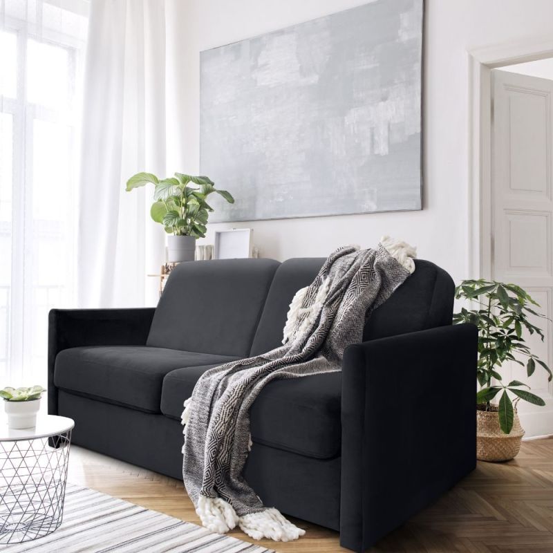 XEUS Canapé convertible 3 places gris anthracite-matelas Diva Literie 140cm