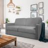 XEUS Canapé convertible 3 places gris argent matelas Diva-Literie 140cm