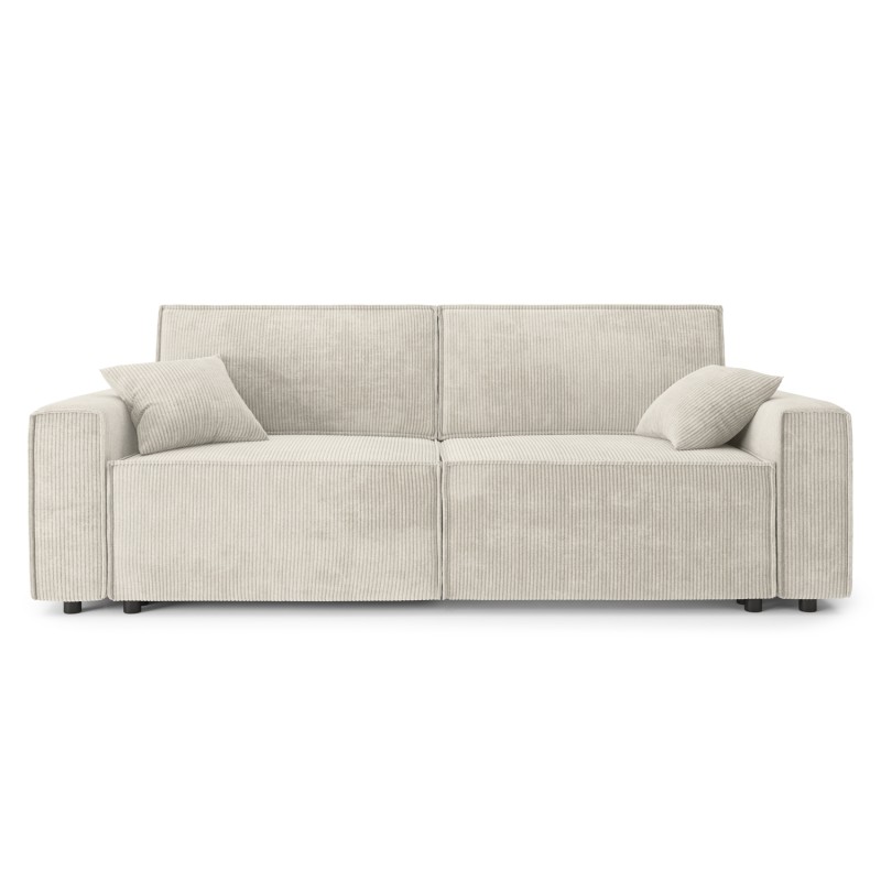 Canapé droit AMIR convertible velours côtelé beige 3places