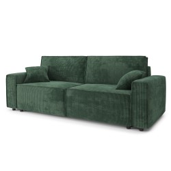 Canapé droit AMIR convertible velours côtelé vert 3 places