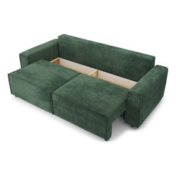 Canapé droit AMIR convertible velours côtelé vert 3 places
