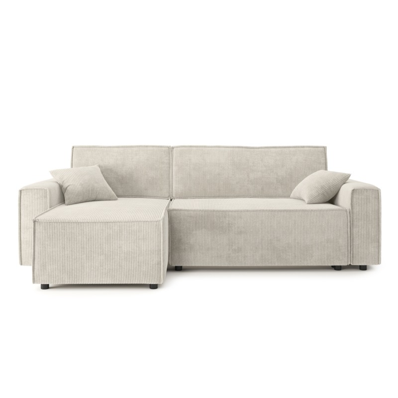 Canapé d'angle AMIR convertible et réversible velours côtelé beige 4 places