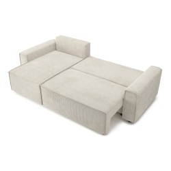 Canapé d'angle AMIR convertible et réversible velours côtelé beige 4 places