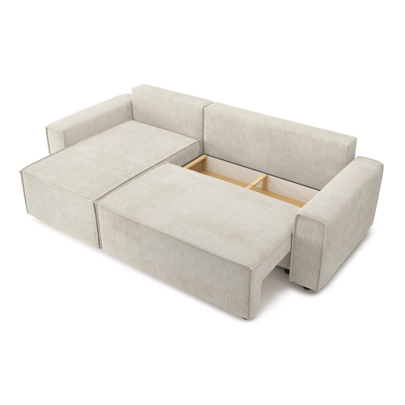 Canapé d'angle AMIR convertible et réversible velours côtelé beige 4 places