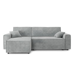 Canapé d'angle AMIR convertible en velours gris clair