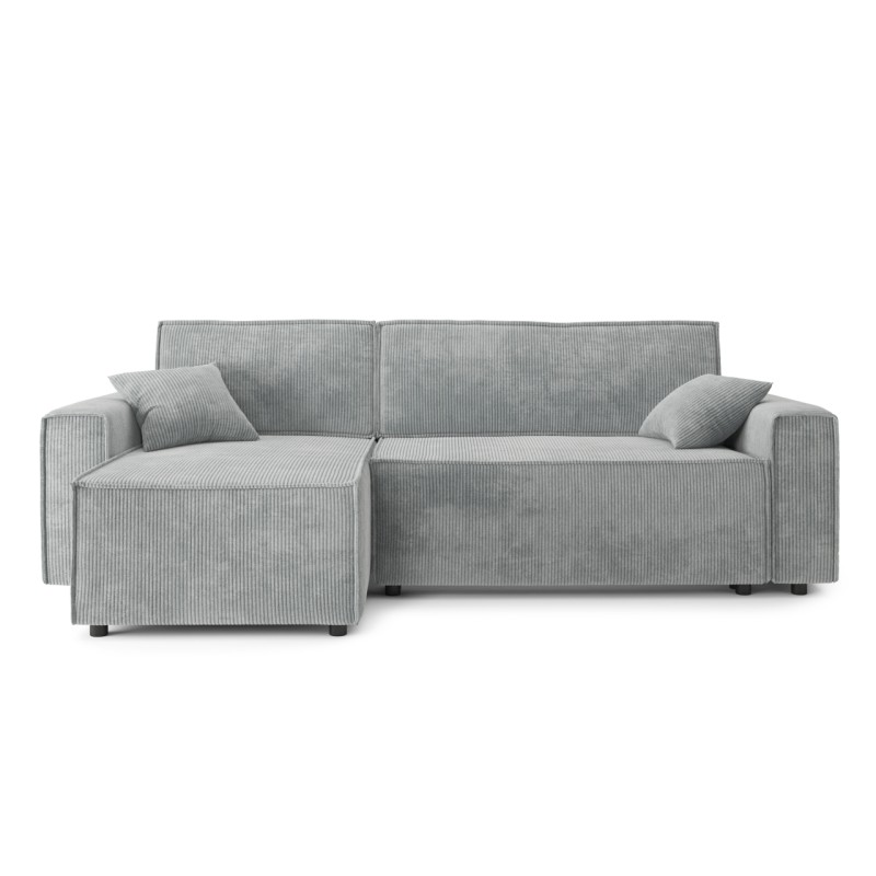 Canapé d'angle AMIR convertible en velours gris clair