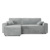 Canapé d'angle AMIR convertible en velours gris clair