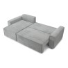 Canapé d'angle AMIR convertible en velours gris clair
