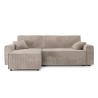 Canapé d'angle AMIR convertible et réversible velours côtelé grège