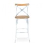 Tabouret de bar COTTAGE – structure métal blanc et repose-pieds