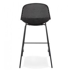 Tabouret de bar LOKI noir – dossier et structure métal