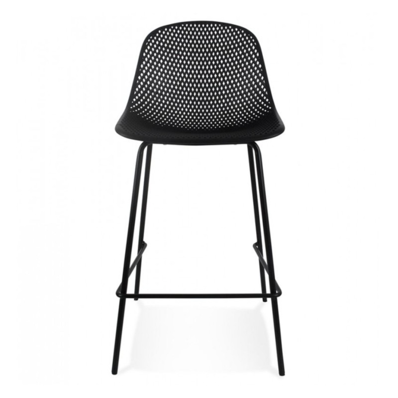 Tabouret de bar LOKI noir mi-hauteur – vue de face