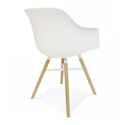 Chaise avec accoudoirs MELIS blanche – vue de profil design moderne