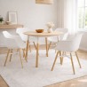Lot de 4 chaise avec accoudoirs MELIS blanche avec pieds en bois naturel