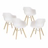 Lot de 4 chaise avec accoudoirs MELIS blanche avec pieds en bois naturel
