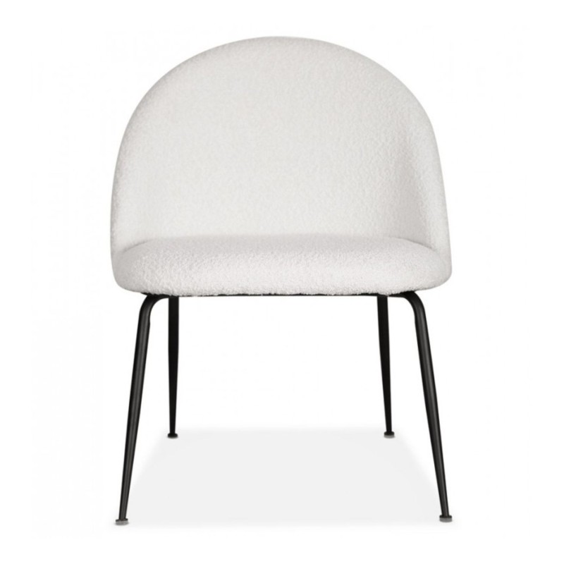 Lot de 2 fauteuil lounge NORVEGIA en tissu bouclé blanc et métal noir