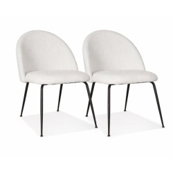 Lot de 2 fauteuils lounge NORVEGIA en tissu bouclé blanc et métal noir