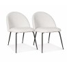 Lot de 2 fauteuils lounge NORVEGIA en tissu bouclé blanc et métal noir