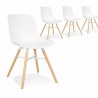 Lot de 4 chaises design GLADYS blanches avec pieds en bois de hêtre