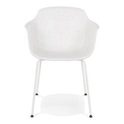 Lot de 4 chaises DRAK blanches, vue de face, assise ergonomique avec accoudoirs