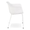 Lot de 4 chaises DRAK blanches, vue de profil, structure métal et assise plastique