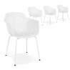 Packshot lot de 4 chaises DRAK blanches avec accoudoirs, fond neutre