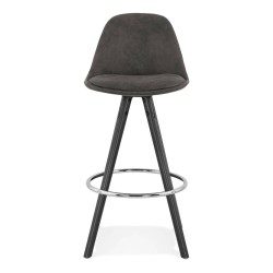 Lot de 2 tabourets mi-hauteur TALIA gris, vue de face avec assise rembourrée