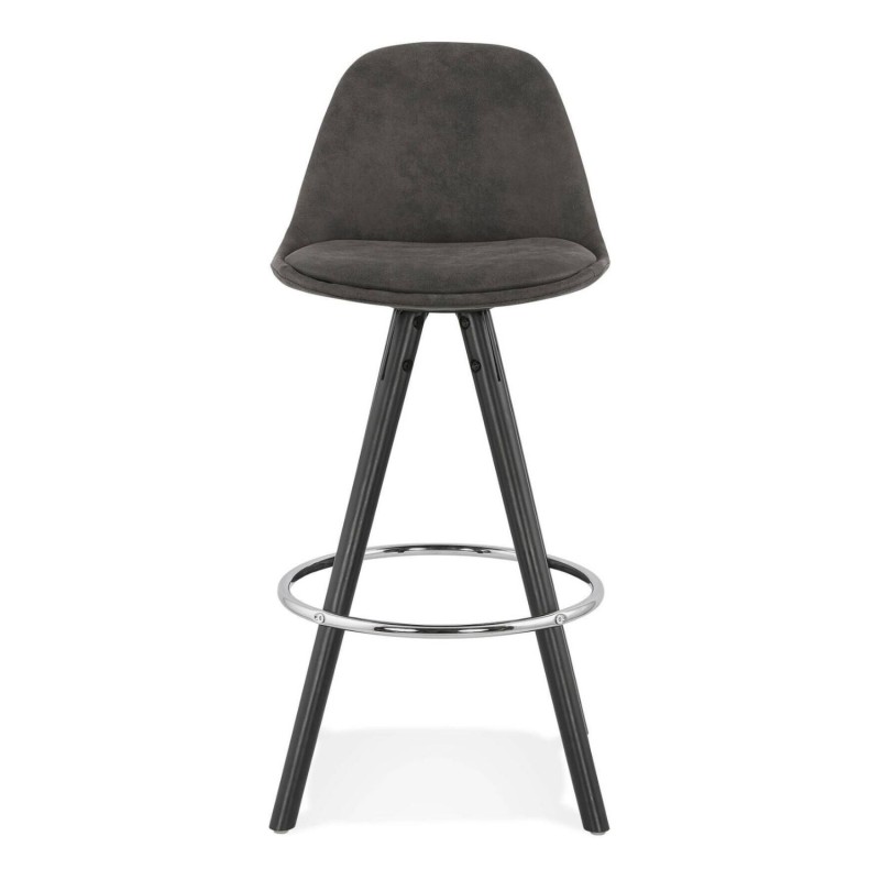 Lot de 2 tabourets mi-hauteur TALIA gris, vue de face avec assise rembourrée