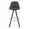 Lot de 2 tabourets mi-hauteur TALIA gris, vue de face avec assise rembourrée