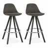 Lot de 2 tabourets mi-hauteur TALIA gris en microfibre, packshot sur fond neutre