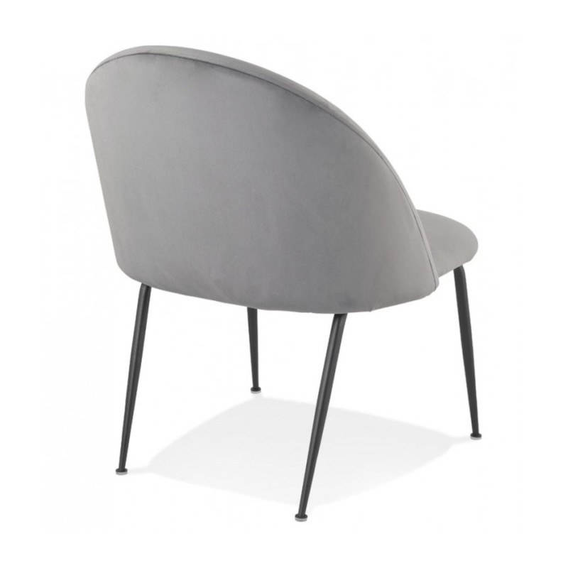 Vue arrière du fauteuil lounge MERMAID en velours gris clair