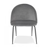Vue de face du fauteuil lounge MERMAID en velours gris clair et pieds métal noir