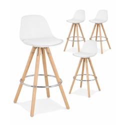 Packshot lot de 4 tabourets snack mi-hauteur TATAMI blancs