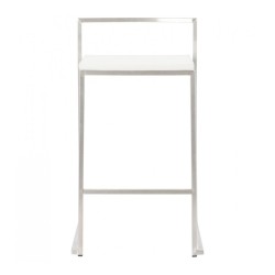 Vue de face du lot de 4 tabourets snack mi-hauteur DISKO MINI blancs empilables