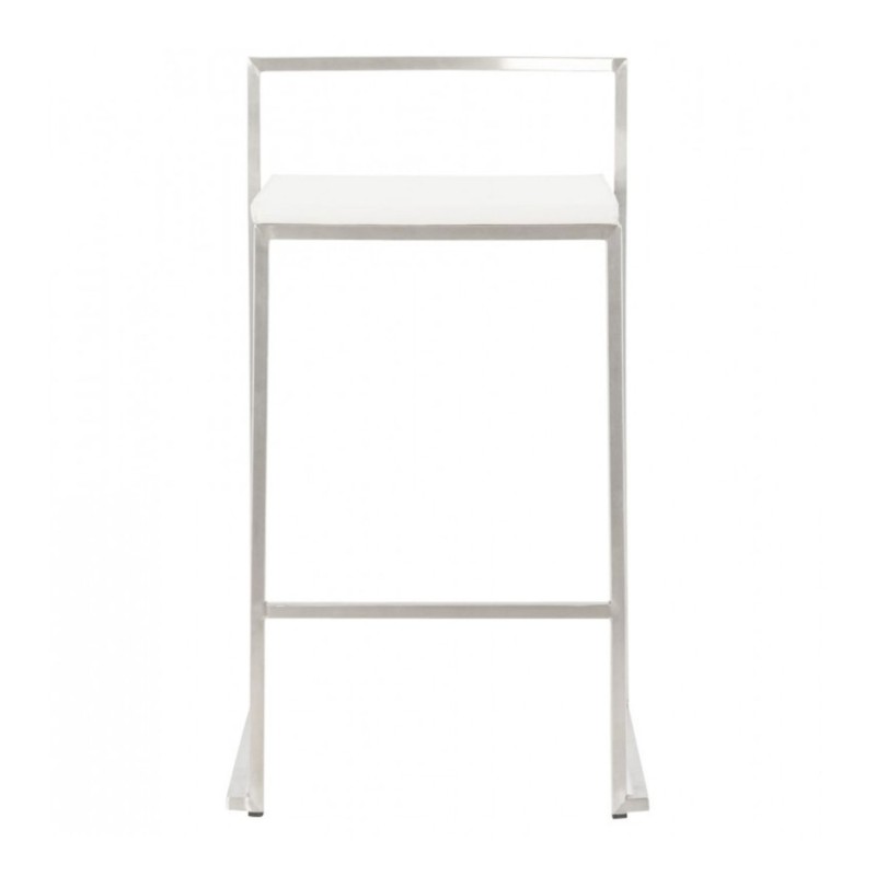 Vue de face du lot de 4 tabourets snack mi-hauteur DISKO MINI blancs empilables