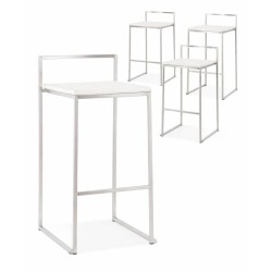Packshot du lot de 4 tabourets snack DISKO MINI blancs empilables sur fond neutre
