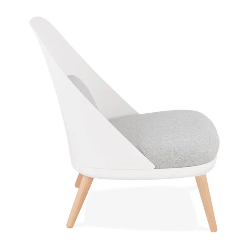 Vue de profil du fauteuil lounge TICOS blanc design nordique