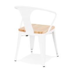 Vue arrière du lot de 2 chaises METROPOLIS en métal blanc style industriel