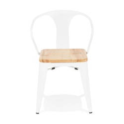 Vue de face du lot de 2 chaises industrielles METROPOLIS en métal blanc avec accoudoirs