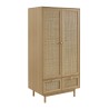Armoire HELENA effet chêne et cannage rotin 90cm