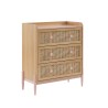 Commode PABLO rose et cannage rotin 3 tiroirs