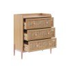 Commode PABLO rose et cannage rotin 3 tiroirs